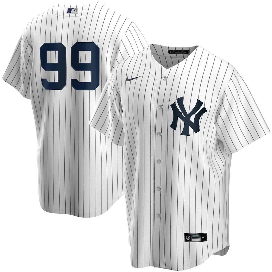 Mens New York Yankees #99 Aaron Judge Nike White Home Replica Player Name MLB Jerseys->new york yankees->MLB Jersey